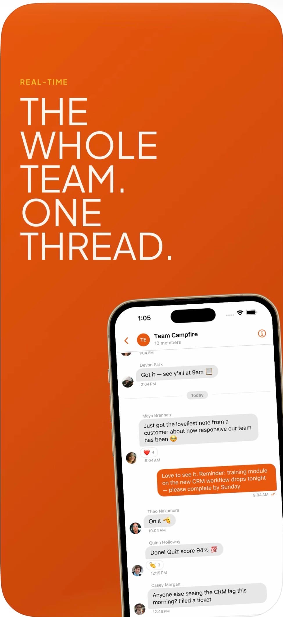 Campfire real-time team chat on iPhone